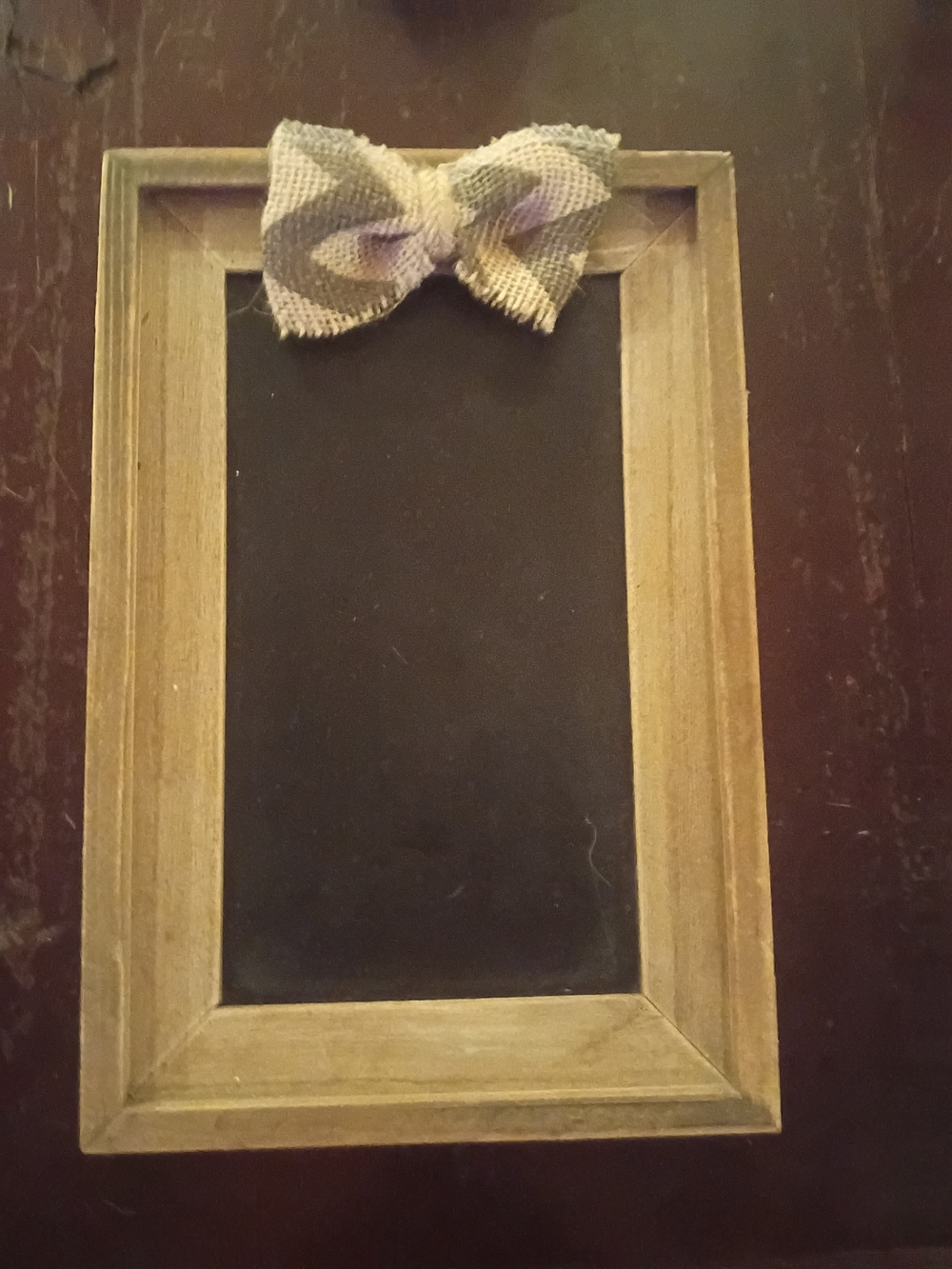 Wedding Decor:Rustic Wooden Chalkboard with Burlap Bow - Brown